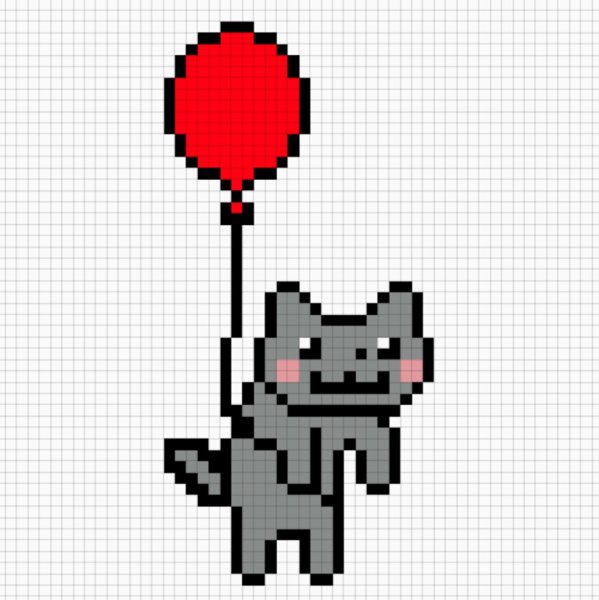 Рисование по клеточкам кот