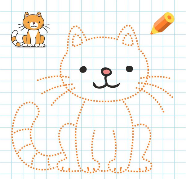 Обвести кошечку