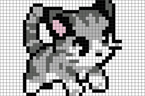 Котики по клеточкам в тетради