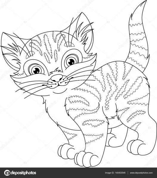 Раскраска полосатый кот