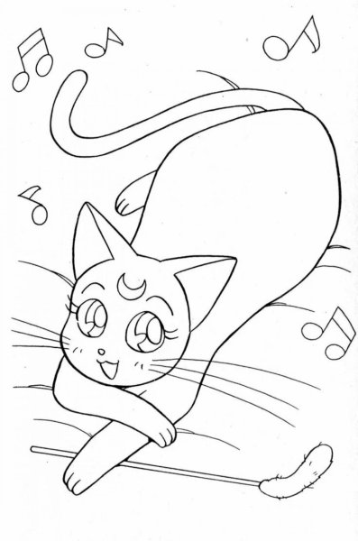 Кошка Луна из сейлормун раскраска