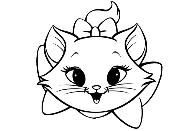 Кошечка с бантиком раскраска
