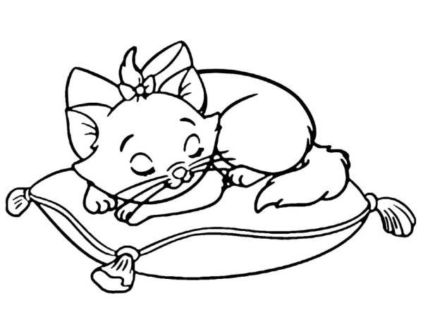 Кошка с бантиком раскраска