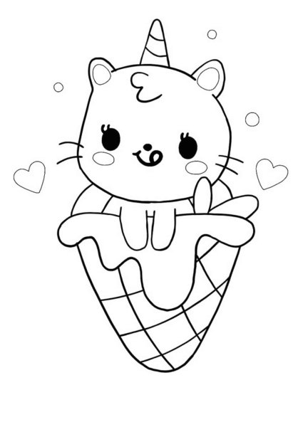 Кошка Единорог раскраска