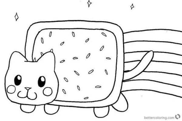 Котик нян Кэт раскраска