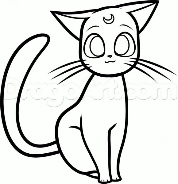 Кошка Луна из сейлормун раскраска