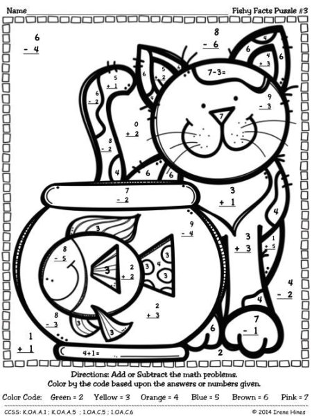 Математическая раскраска кот