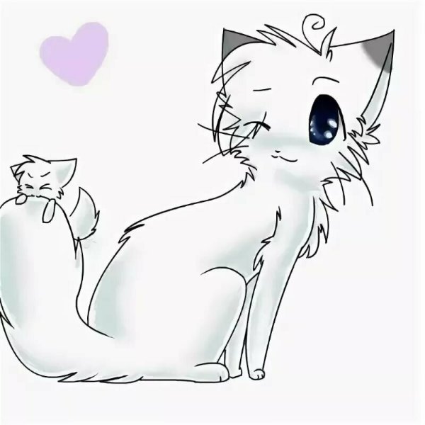 Раскраски коты и кошки аниме (48 фото)