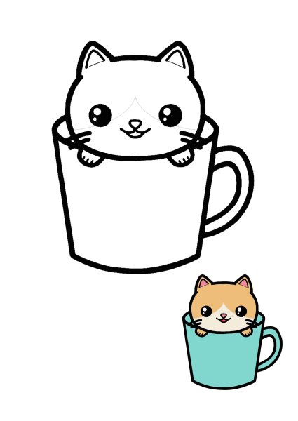Kawaii Cat раскраска