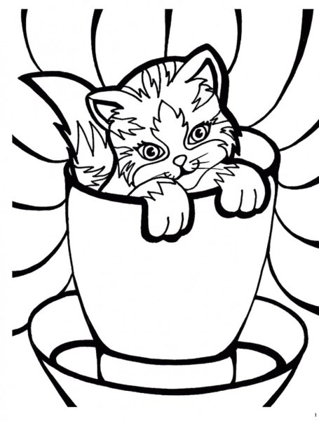 Раскраски кошки в корзине (44 фото)