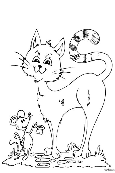 Кошка и мышка раскраска