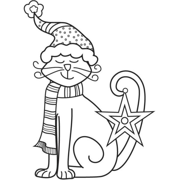Новогодний кот раскраска