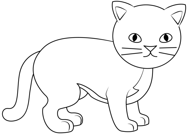 Кошка раскраска простая