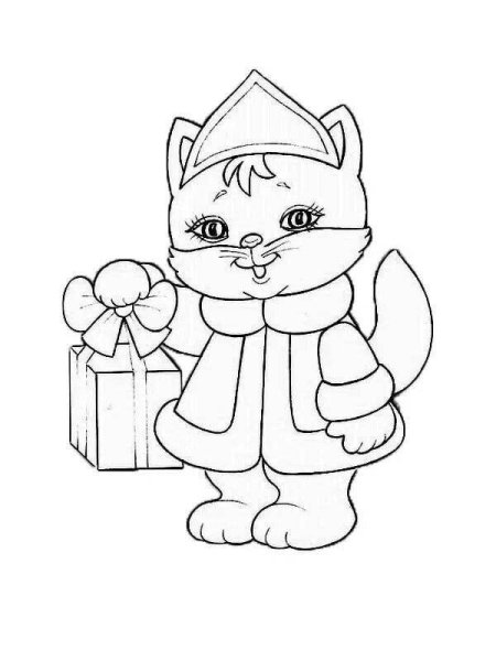 Новогодниикотята раскраски
