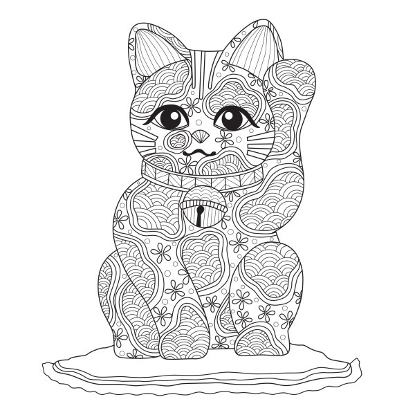 Раскраска новогодний котик