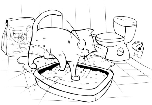 Кот в лотке рисунок