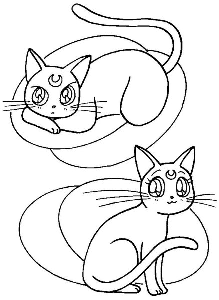 Кошка Луна из сейлормун раскраска