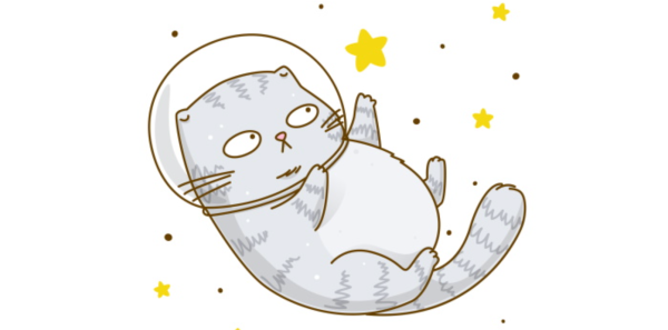 Кот космонавт контур