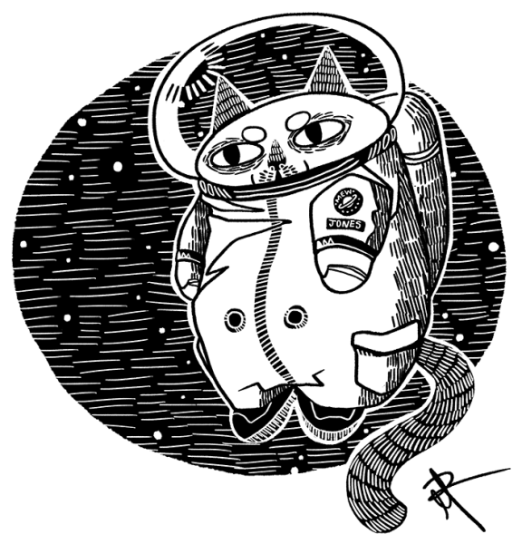 Кот космонавт на Луне