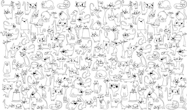 Раскраска котики много