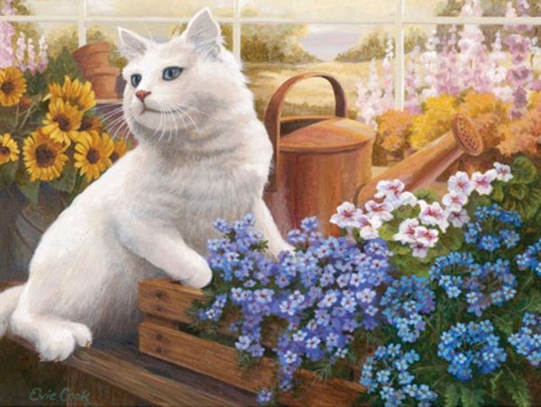 Алмазная мозайка кот в цветах