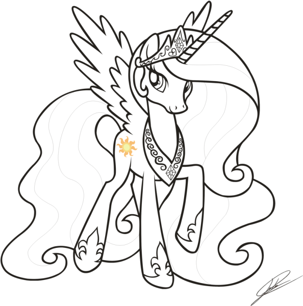 Раскраски my little Pony принцесса Селестия