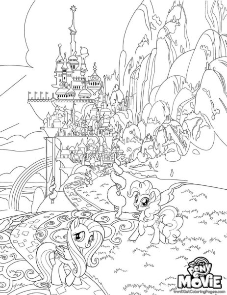 Раскраска замок Кантерлот my little Pony