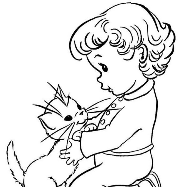 Раскраска женщина кошка