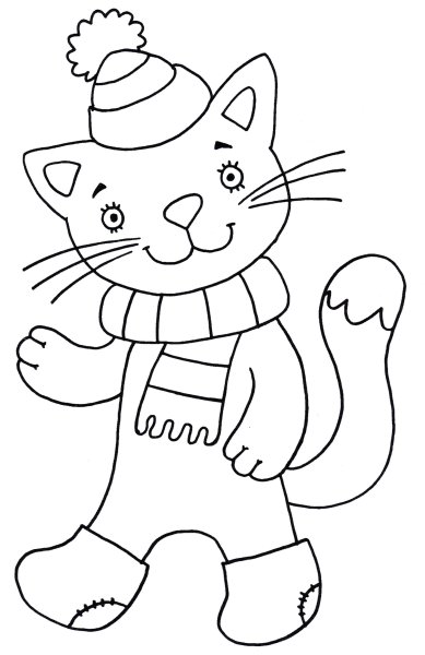 Новогодняя кошка раскраска