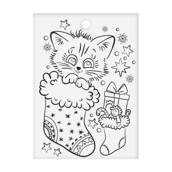 Раскраска новогодний котик