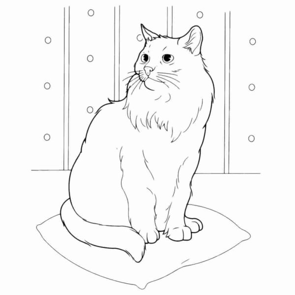 Раскраски кот зимой (42 фото)