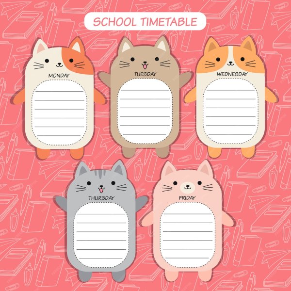 Расписание уроков с котами
