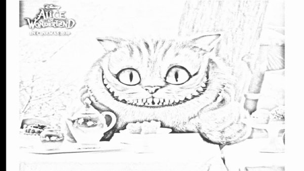 Чеширский кот из Алисы в стране чудес раскраска