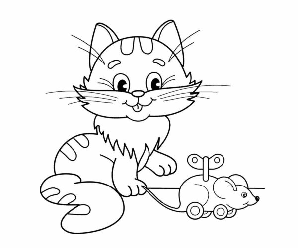 Кошечка раскраска для малышей