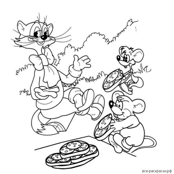Кот Леопольд раскраска