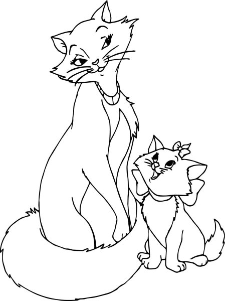 Кошки. Раскраска