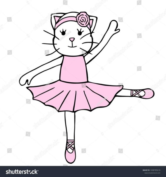 Раскраска кошечка балерина