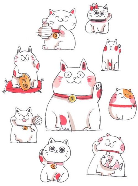 Манеки неко кот для рисования