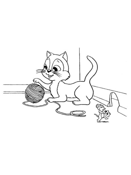 Кот и мышь раскраска