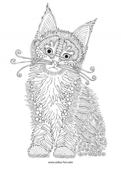 Раскраска кошка с узорами