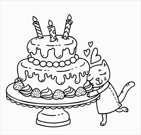 Раскраски кот с тортом (44 фото)