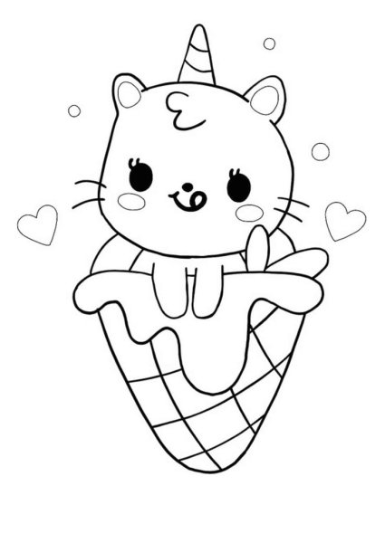 Кошка Единорог раскраска