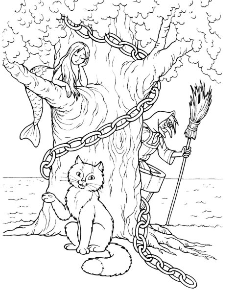Кот и лиса раскраска