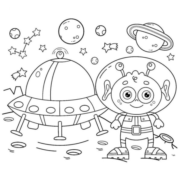 Раскраски космос инопланетяне для детей 6-7 лет