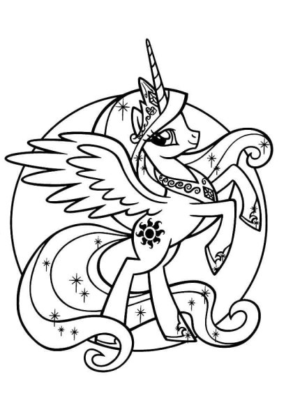 Раскраски my little Pony принцесса Селестия