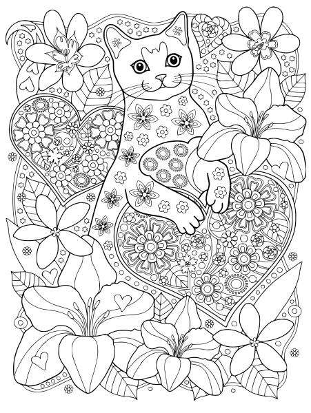 Кошки. Раскраска