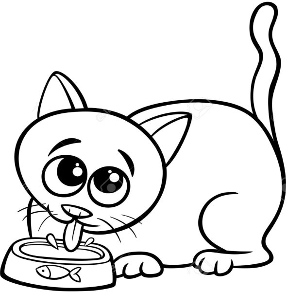 Раскраска котенок лакает молоко
