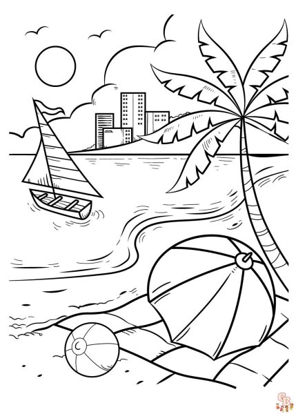 At the Beach Coloring Page