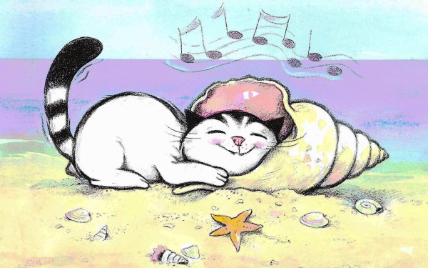 Раскраски кот на пляже (42 фото)