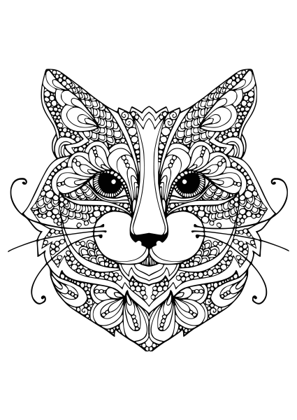 Раскраска кошка с узорами
